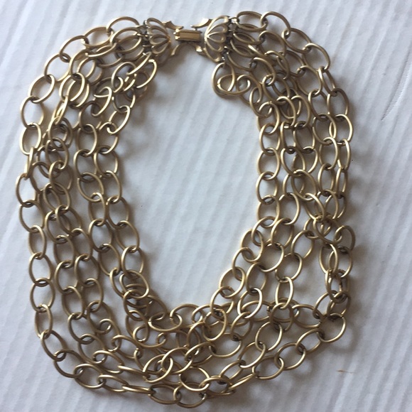 Multi Strand Brushed Gold Chain Necklace - Picture 3 of 4